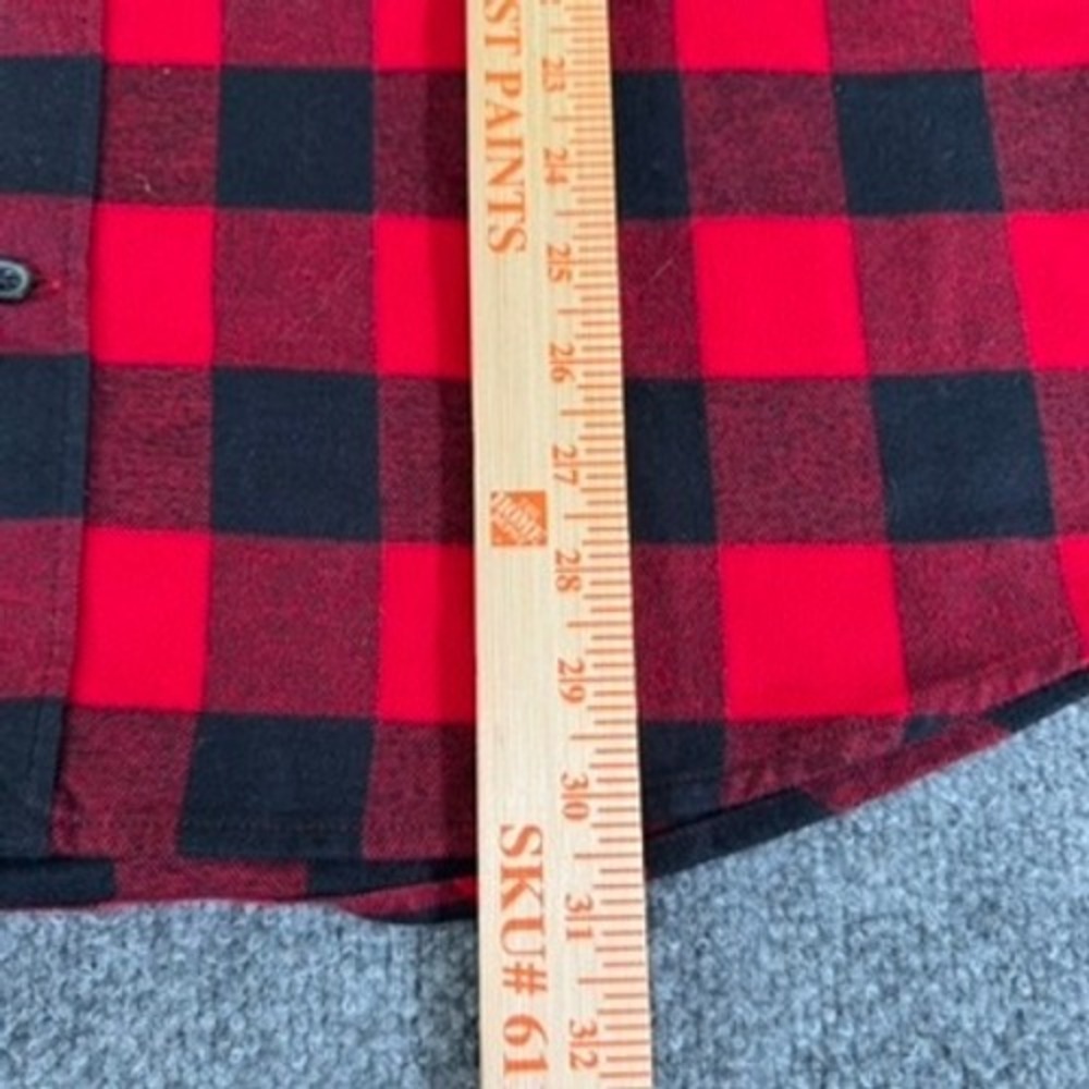 Lands End Flannel Shirt Mens L Buffalo Check Cotton Traditional Fit Red Black - Picture 9 of 11